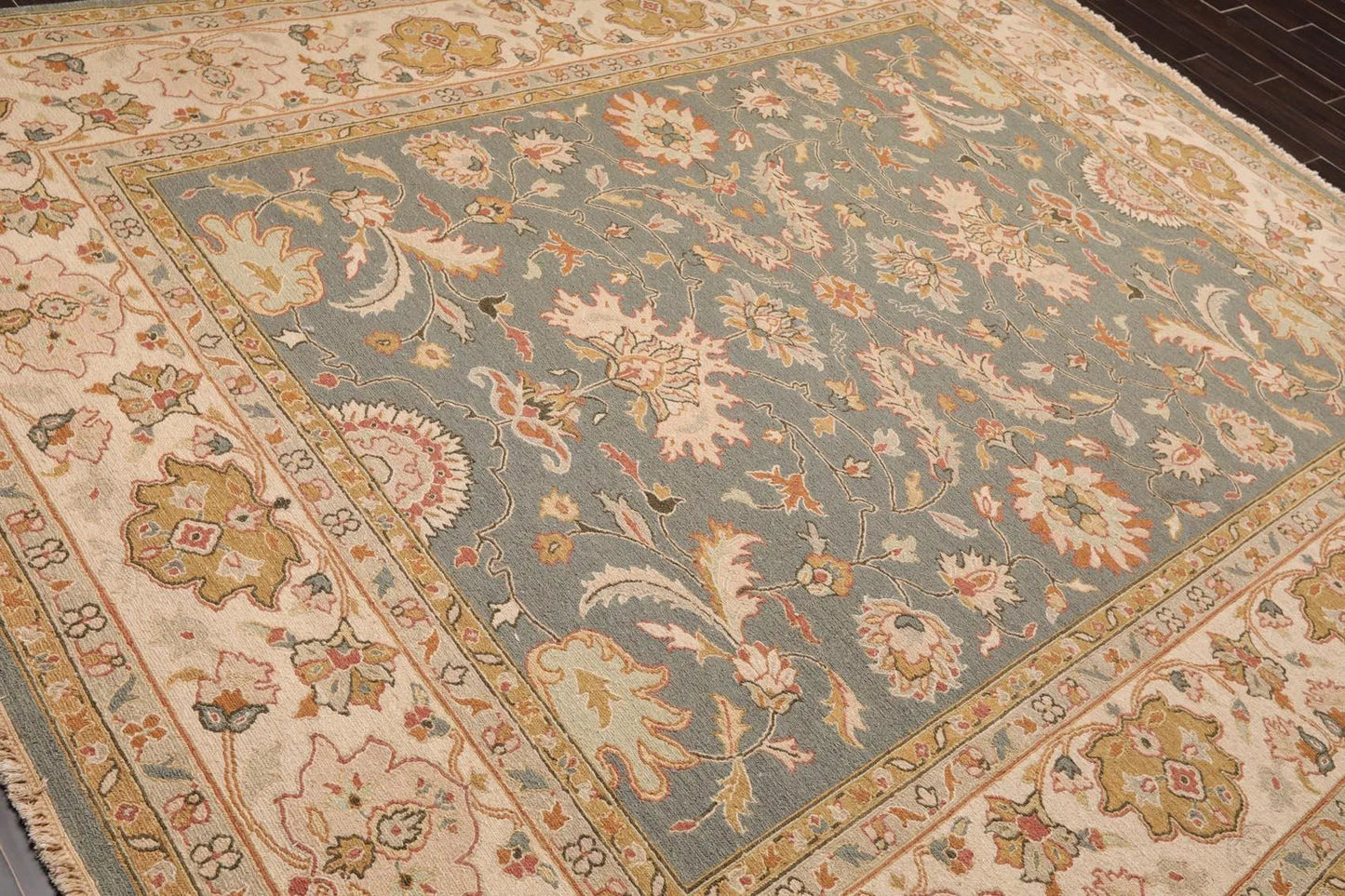 8' x 9'10'' Hand Knotted 100% Wool Area Rug Slate Flat pile