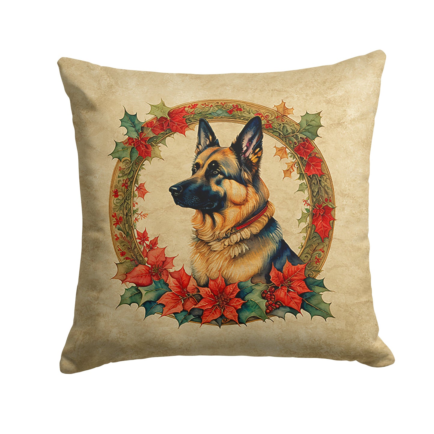 German Shepherd Christmas Flowers Throw Pillow
