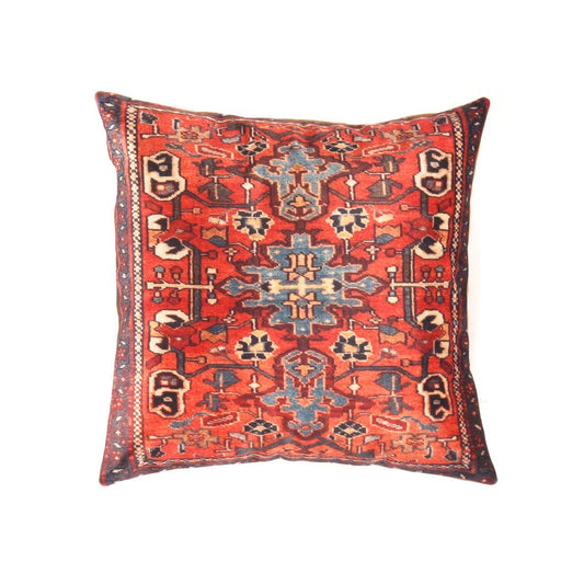 Canvello Rust Silkroad Heriz Velvet Pillow 16' X 16'