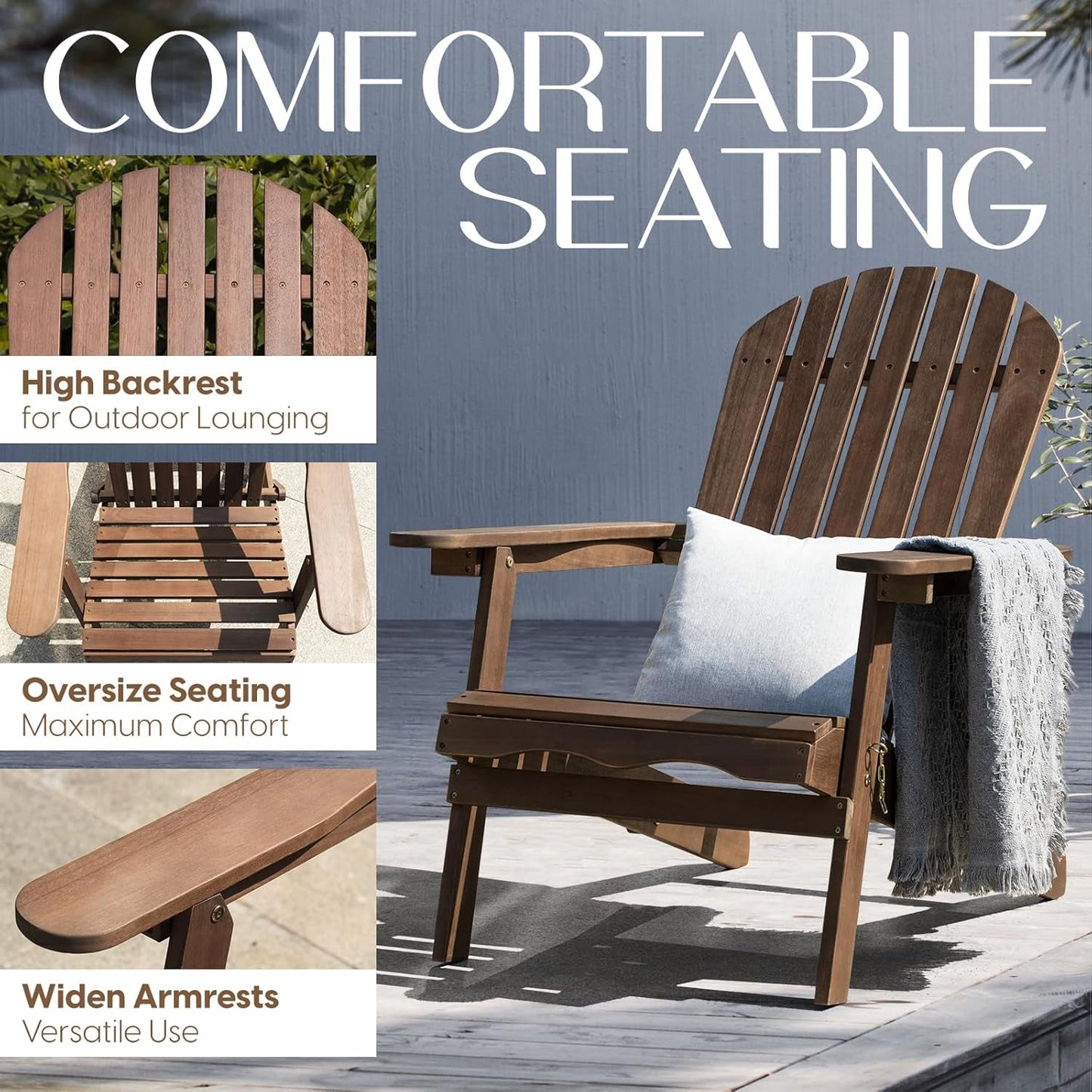 Outdoor Adirondack Chair Set Foldable Pre-Assembled Comfort